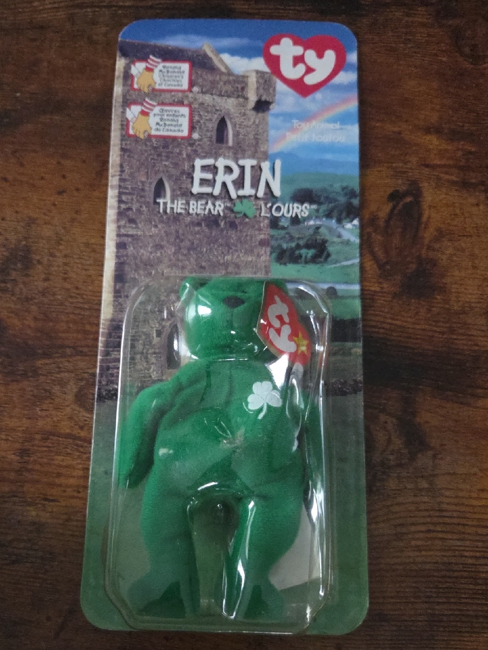 TY ERIN The Bear 1999 McDonalds Beanie Baby w/Rare Tag Errors (1993/Oakbrook)